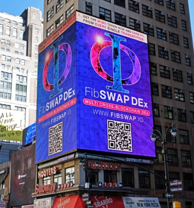 FibSwap on Penn station digital billboard with Blindspot