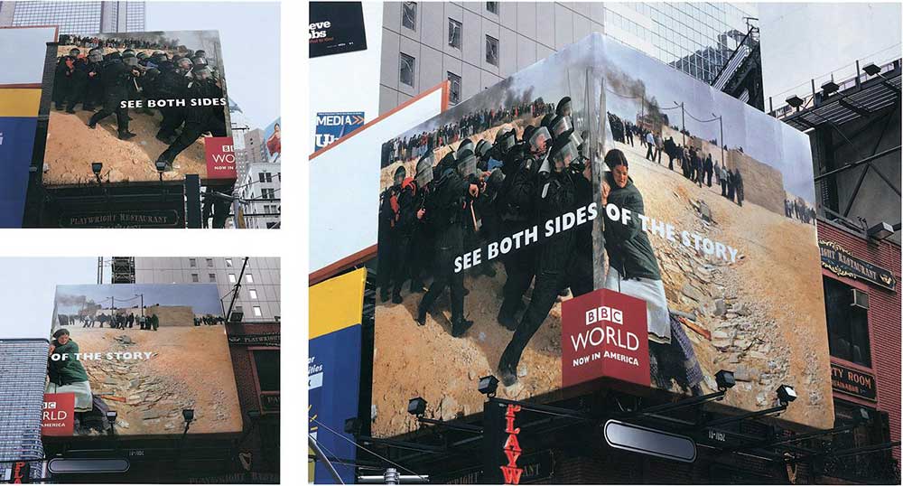 creative advertising campaign See both sides of the story - creative billboards