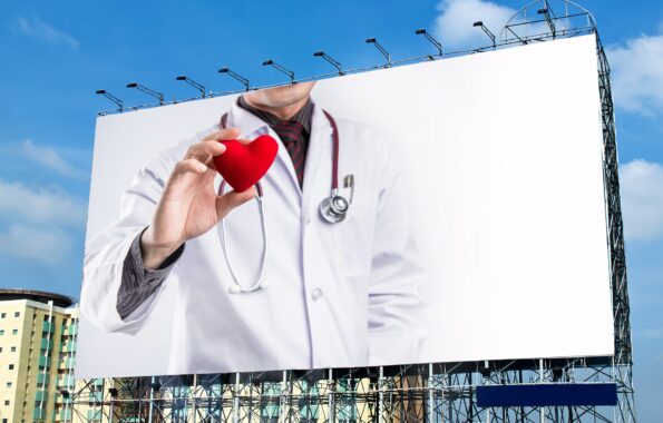 An image of a medical billboard displaying powerful messages for health awareness